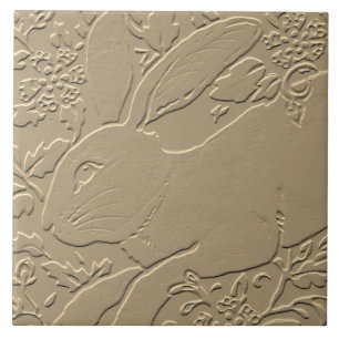 Rabbit Emboscada Design Tan Floral Bunny Páscoa Ar