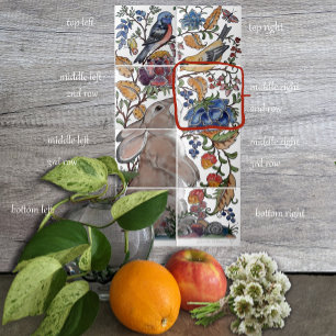 Rabbit Jacobean Azulejo Floral Mural 8pc R Row2