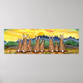 Rabbit Sunrise sobre Montanhas Sunny Yellow Poster