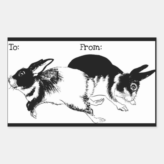 Rabbits Pretos e Brancos Reproduzindo, Etiqueta de (Frente)