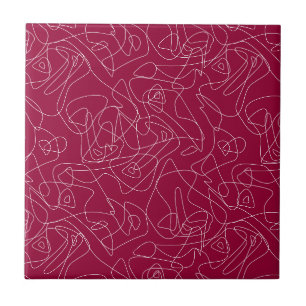 Rabiscos abstratos brancos em fundo vermelho escur