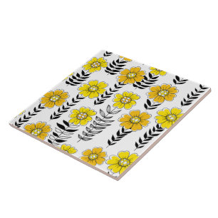 Rabiscos de margarida em amarelo e preto