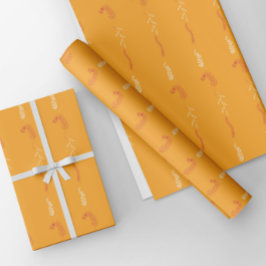 Rabiscos florais em laranja dourado