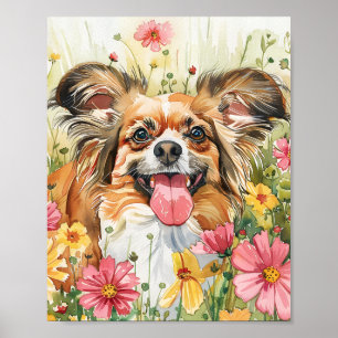 Raça de Brinquedos com Poster de Cama de Papillon