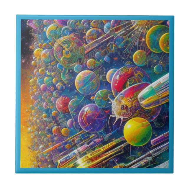 Raça Espacial azulejo cerâmico pequeno (Frente)