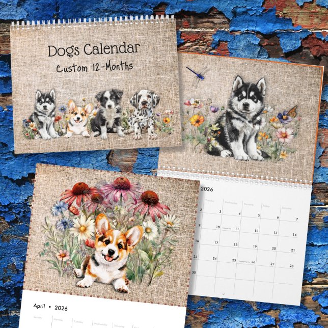Raças de Cães em Flores Silvestres Calendário Anua (Criador carregado)