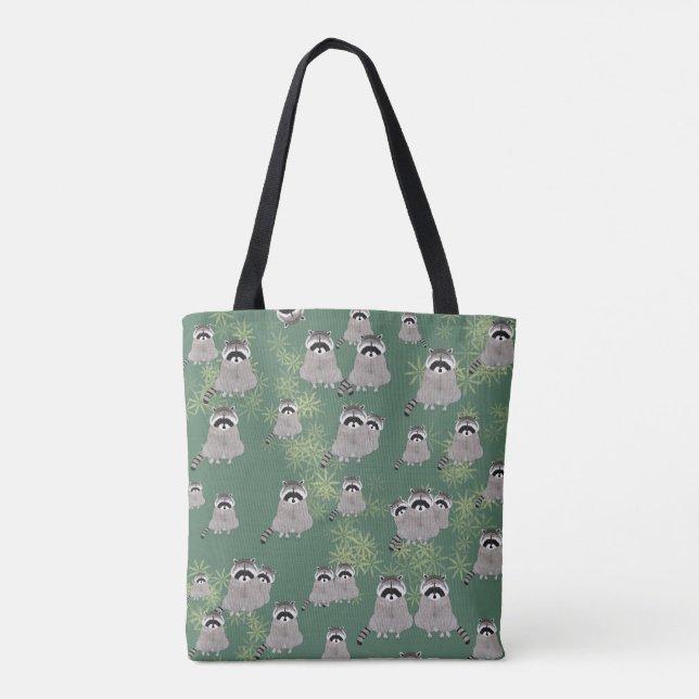 Raccoon Allover Impressão Tote Bag (Verso)