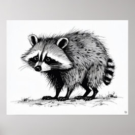 Raccoon - Archival Art Impressão