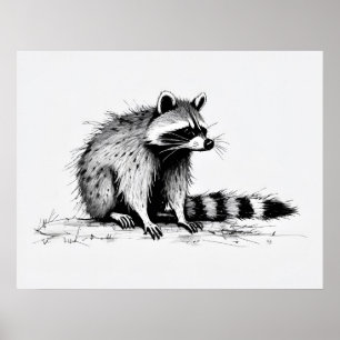 Raccoon - Archival Art Impressão