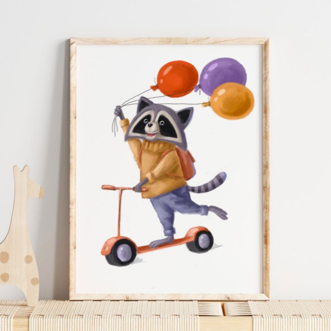 Raccoon Balloons Impressão | Impressão de Muro de  (Criador carregado)