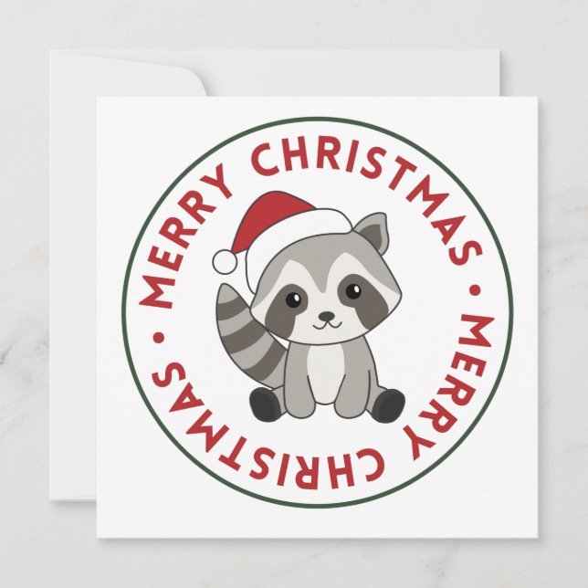 Raccoon Christmas Snow Winter Raccoons Convite (Frente)