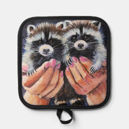 Raccoon e mãos de Pote