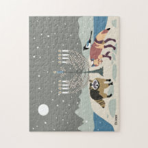 Raccoon.Fox.Magpie 2Hanukkah 11x14 Quebra-cabeça