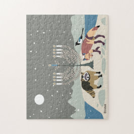 Raccoon.Fox.Magpie 2Hanukkah 11x14 Quebra-cabeça