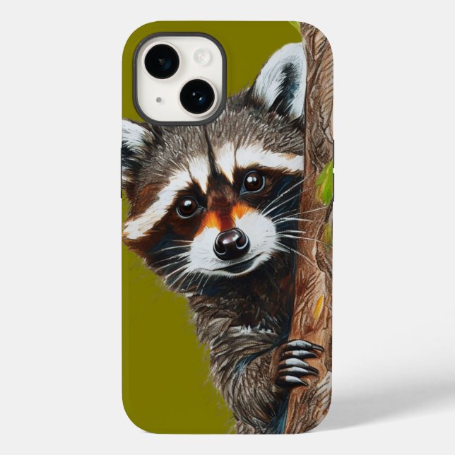 Raccoon Staring do Caso Tree iPhone 14 (Verso)