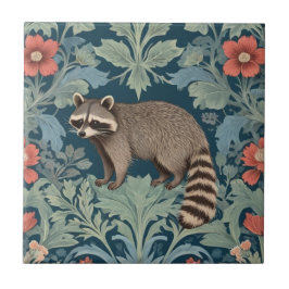 Raccoon William Morris Estilo à Esquerda Virado Fl