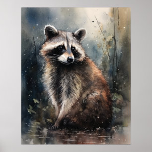 Raccoon Woodland Impressão