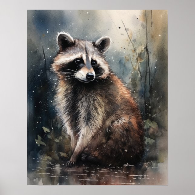 Raccoon Woodland Impressão (Frente)