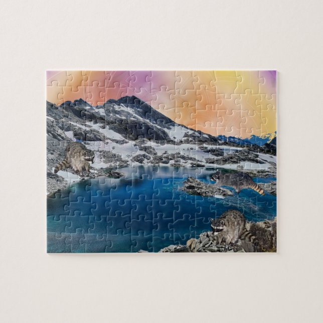 Raccoons aproveitando a Quebra-cabeça do dia do se (Horizontal)