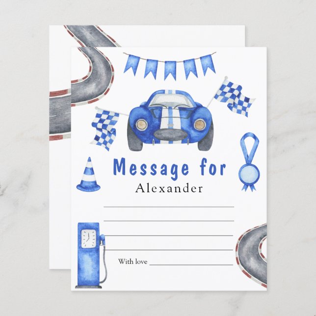 Race Car Birthday - Mensagem da Cápsula do Tempo (Frente/Verso)