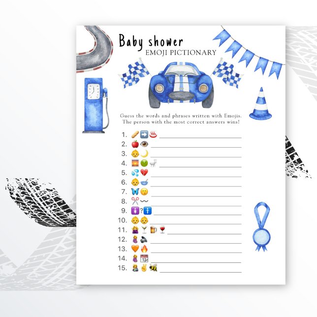 Race car chá de fraldas - jogo pictionary para beb (Criador carregado)