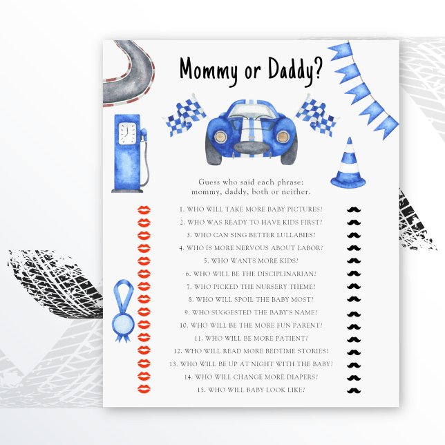 Race car chá de fraldas - mamãe ou jogo de pai (Criador carregado)