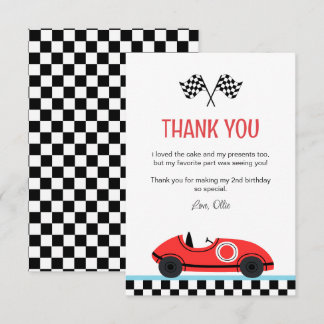 Race Red Car Aniversário Flat Cartões de agradecim