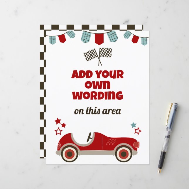 Race Tema do Carro Sinal Personalizado (Frente/Verso In Situ)