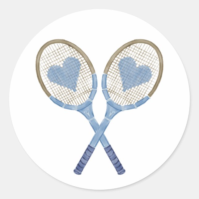 Rackets de Tênis azul com adesivos cardíacos (Frente)