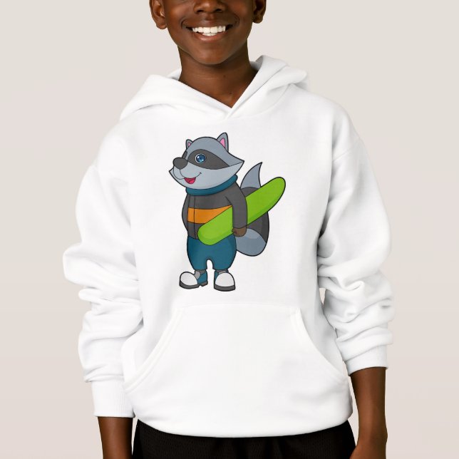 Racoon como Snowboarder com Snowboard (Frente)