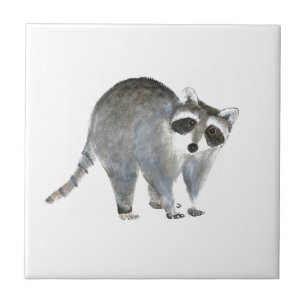 Racoon watercolor Animal Black Vintage