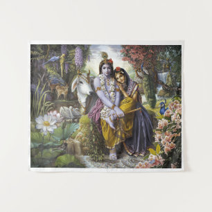 Radha Krishna Casal Divina Tapeçaria