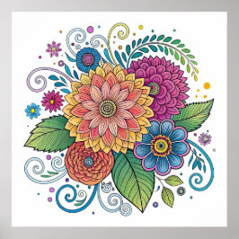 Radiação Dopamina Floral 1 Poster