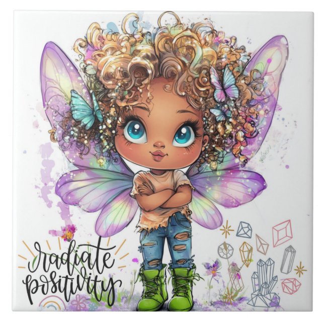 Radiação Positividade Lil Fairy Cerâmica Azulejo (Frente)