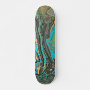 Radio King 1 Abstrato Dourado Turquesa Skateboard 