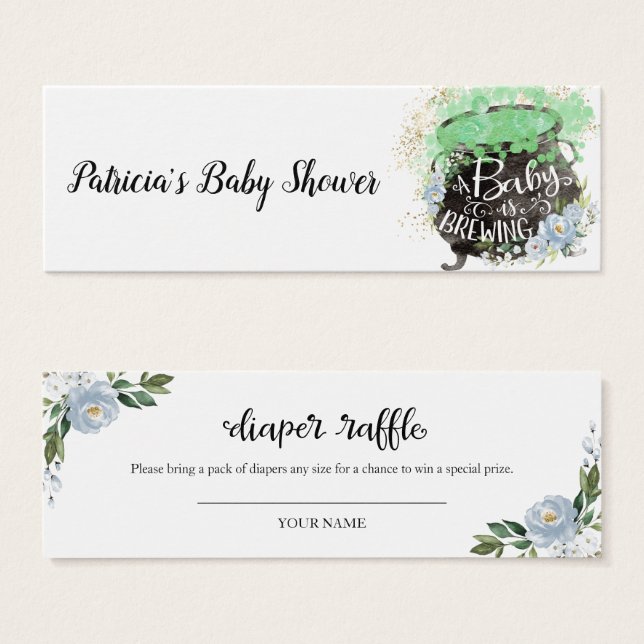 Raffle Chá de fraldas Floral Azul de Halloween (Frente & Verso)