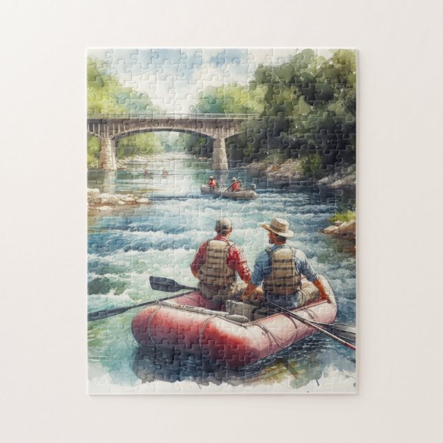 Rafting em Águas Brancas Aquarela Quebra-Cabeça do (Vertical)