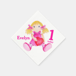 Rag doley art garotas guardanapos primeiros aniver