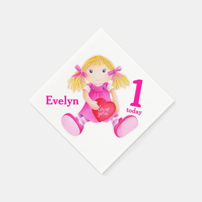 Rag doley art garotas guardanapos primeiros aniver (Canto)