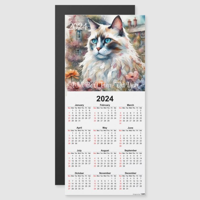 Ragdoll Cat no Cartão de Calendário Magnético do J (Frente/Verso)