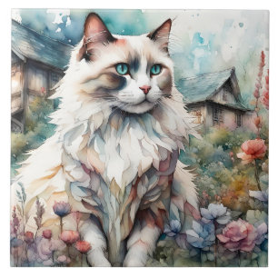 Ragdoll Cat no jardim inglês