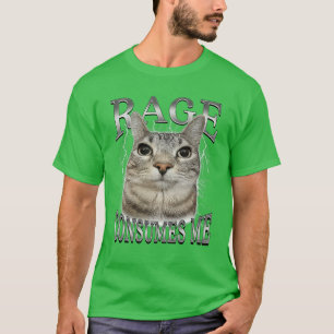 Rage Me Consome Camisa Meme Gato Olhando Feminino