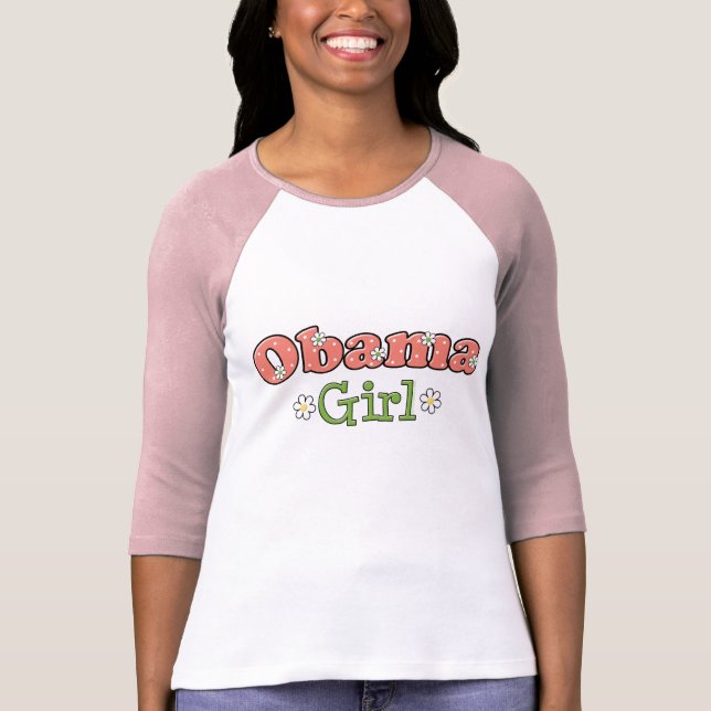 Raglan da camisa da menina T de Obama (Frente)