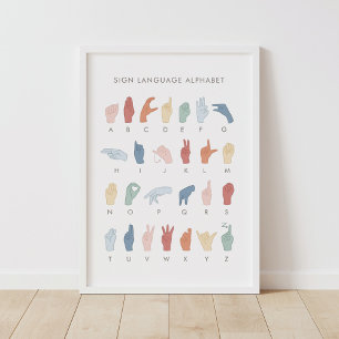 Rainbow American Sign Language Poster ASL