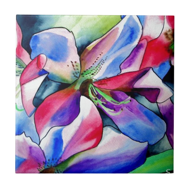 Rainbow Azalea flor original de aquarela (Frente)
