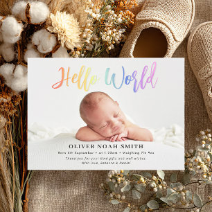 Rainbow Baby Birth Anúncio Olá Mundo