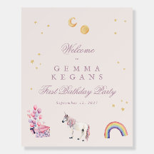 Rainbow Balloons Unicorn Pink Aniversário Bem-vind