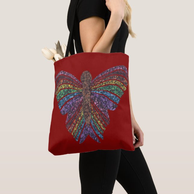 Rainbow Butterfly (red) - Tote (Close Up)