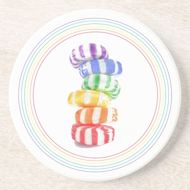 RAINBOW CANDY Round Sandstone Porta copos (Frente)