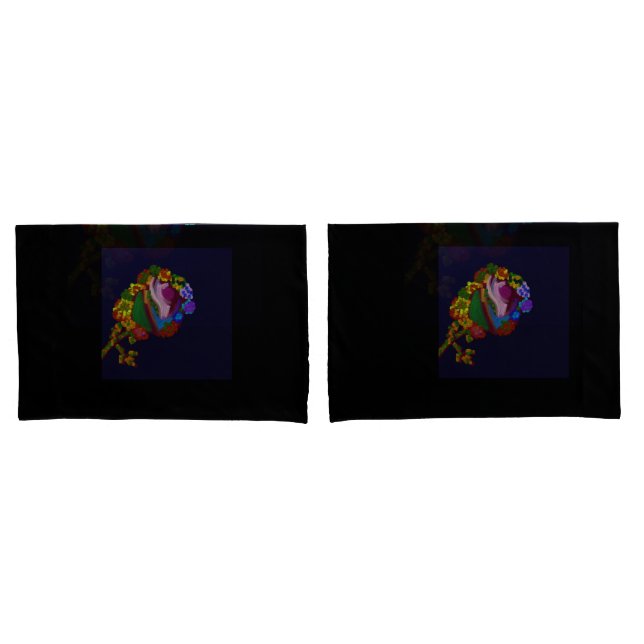 Rainbow Colored Floral Pillowcases (Frente - conjunto)